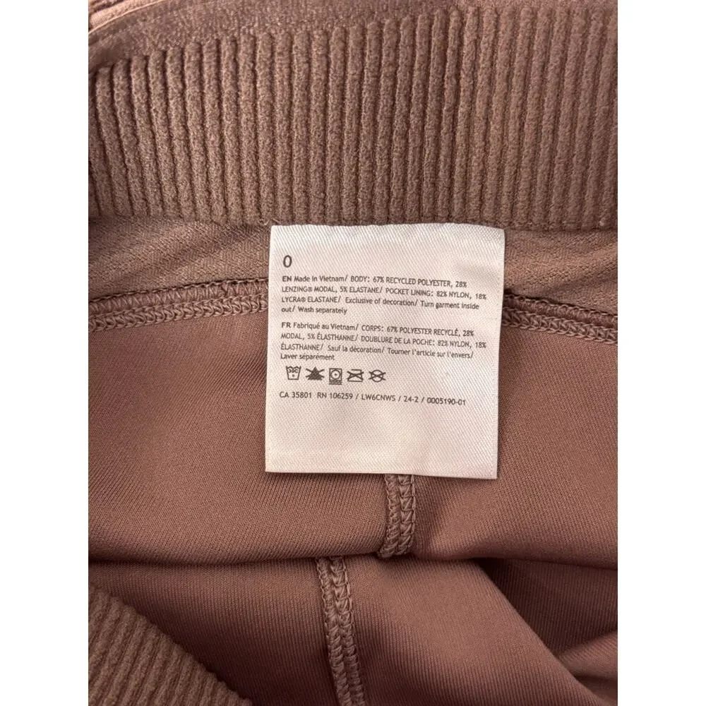 Lululemon Pants 0 Womens Ribbed Softstreme Zip Leg High Rise Cropped Espresso